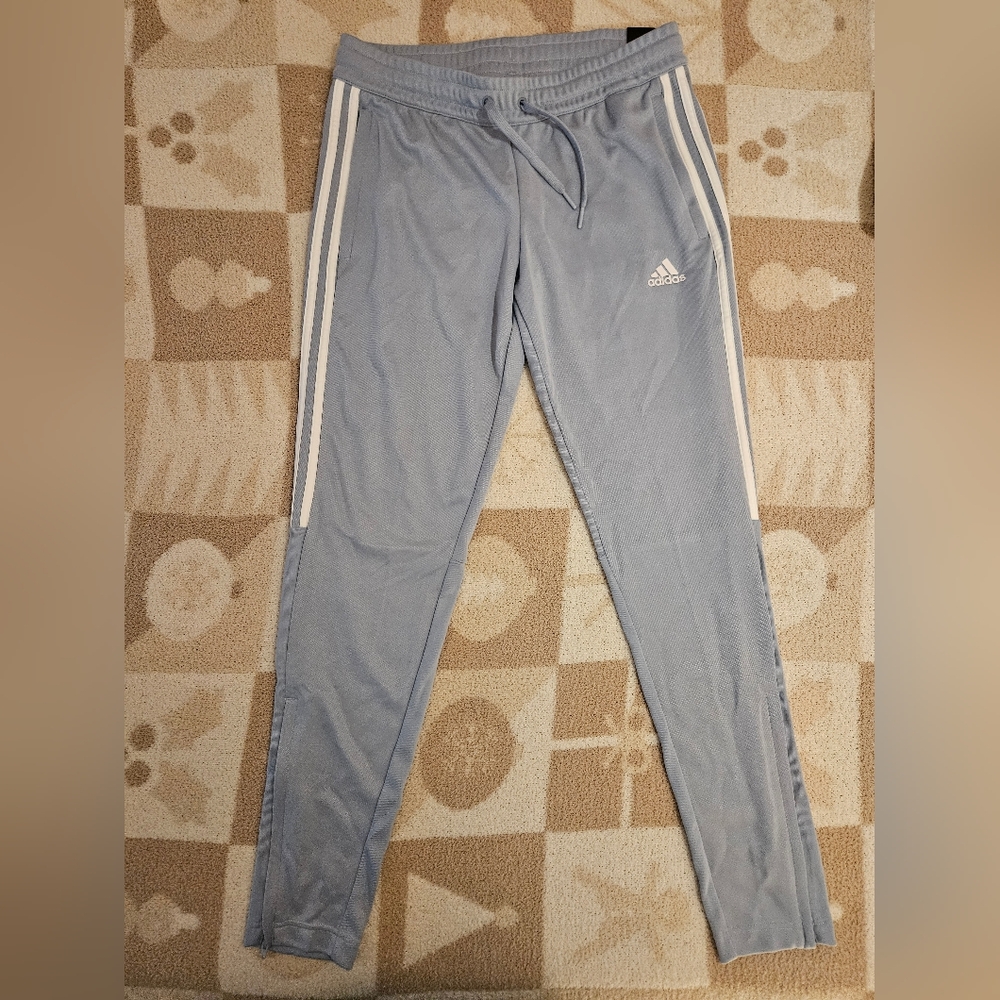Adidas Sky Blue Sweatpants with Tapered Fit - Slim Fit Size M zipper Ankle